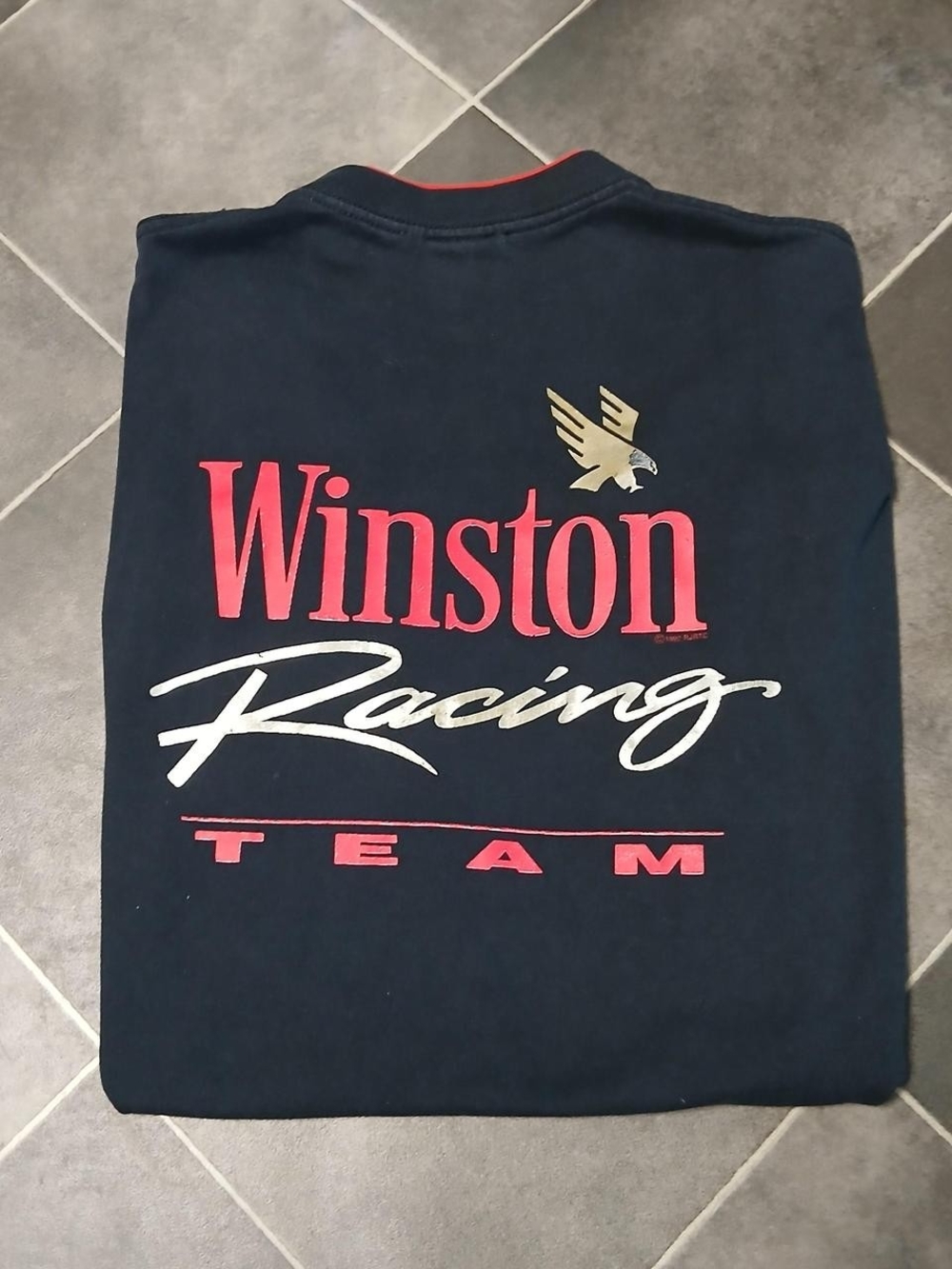 Winston Racing Vtg90s  Team Graphic Tee - Navy with Red & Gold Print Pocket T